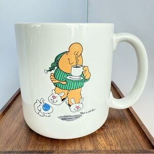 Ziggy‎ Tom Wilson White Vintage Coffee Mug Ziggy Wearing PJs and Bunny Slippers